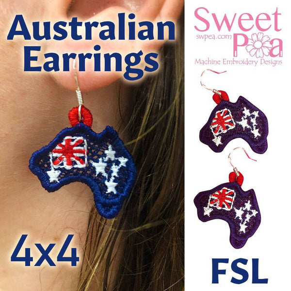 Australia FSL Earrings In The Hoop 4x4 - Sweet Pea