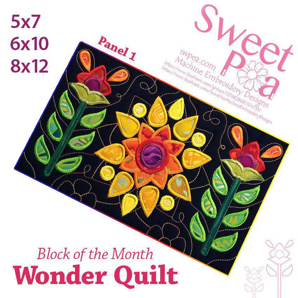 BOM Block of the month wonder quilt block 1 - Sweet Pea
