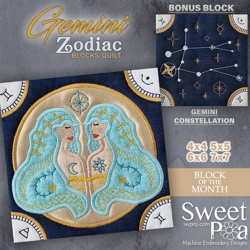 BOM Zodiac Quilt Block 3 - Gemini | Sweet Pea.