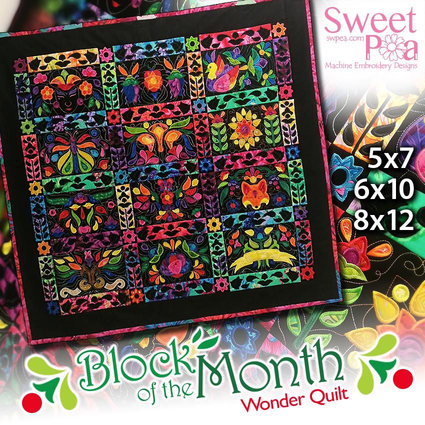 BOM Block of the month quilt in the hoop machine embroidery design