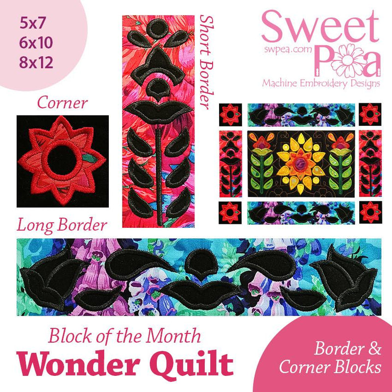 BOM Block of the month quilt in the hoop machine embroidery design
