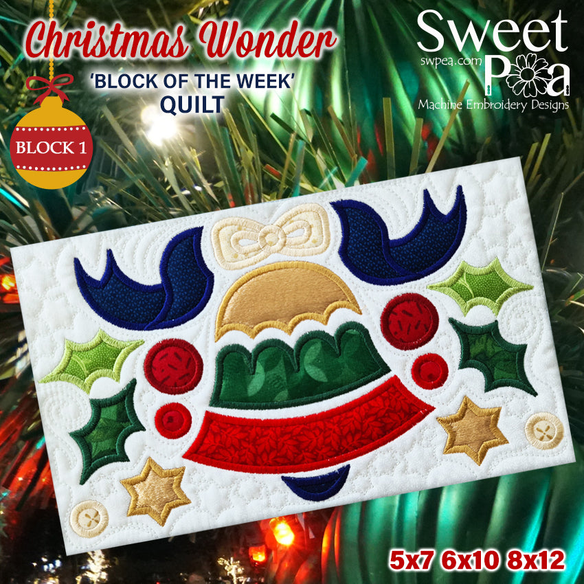 BOW Christmas Wonder Mystery Quilt Block 1 - Sweet Pea Australia In the hoop machine embroidery designs. in the hoop project, in the hoop embroidery designs, craft in the hoop project, diy in the hoop project, diy craft in the hoop project, in the hoop embroidery patterns, design in the hoop patterns, embroidery designs for in the hoop embroidery projects, best in the hoop machine embroidery designs perfect for all hoops and embroidery machines