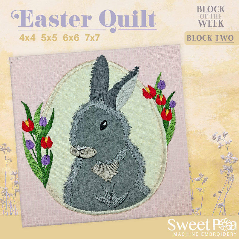 BOW Easter Quilt - Block 2 - Sweet Pea In The Hoop Machine Embroidery Design
