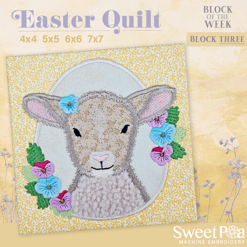 BOW Easter Quilt - Block 3 - Sweet Pea Australia In the hoop machine embroidery designs. in the hoop project, in the hoop embroidery designs, craft in the hoop project, diy in the hoop project, diy craft in the hoop project, in the hoop embroidery patterns, design in the hoop patterns, embroidery designs for in the hoop embroidery projects, best in the hoop machine embroidery designs perfect for all hoops and embroidery machines