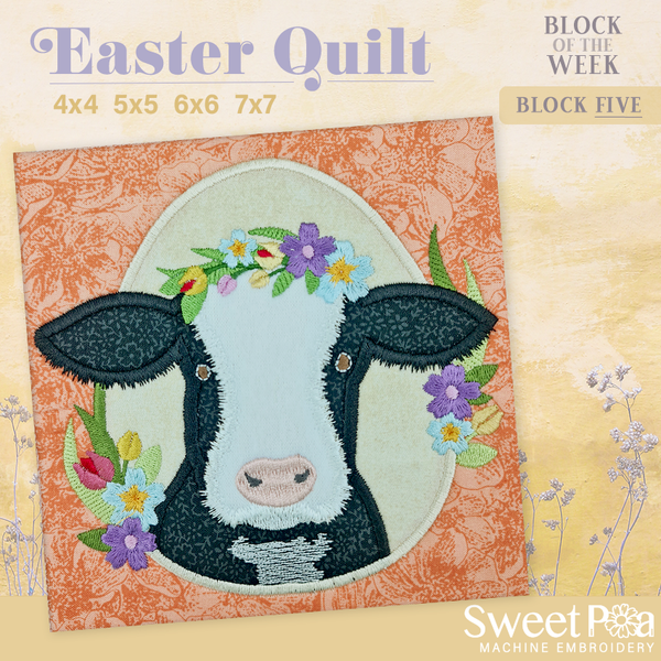 BOW Easter Quilt - Block 5 - Sweet Pea In The Hoop Machine Embroidery Design