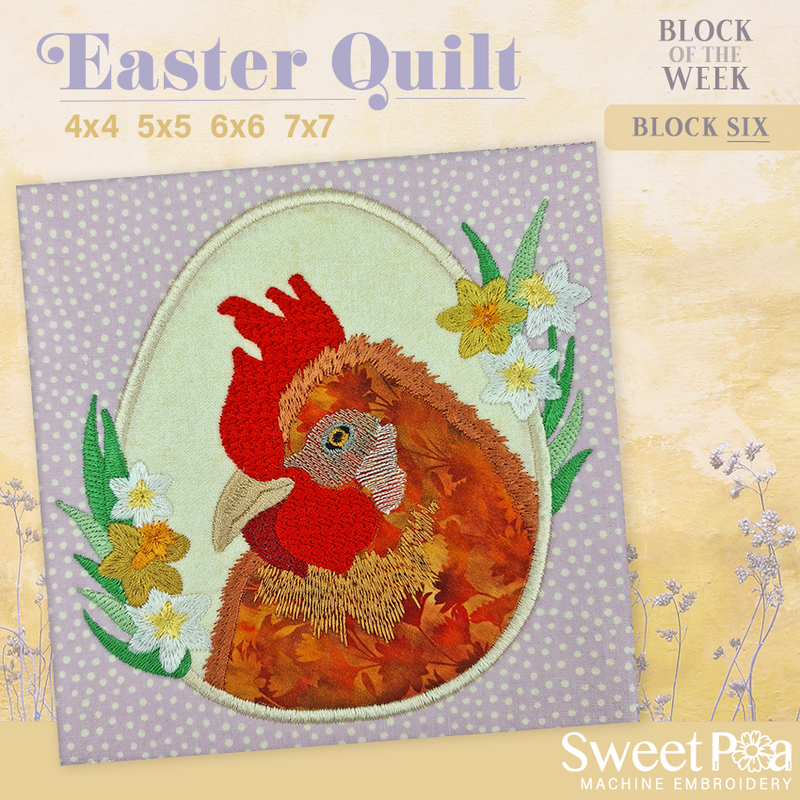 BOW Easter Quilt - Block 6 - Sweet Pea In The Hoop Machine Embroidery Design