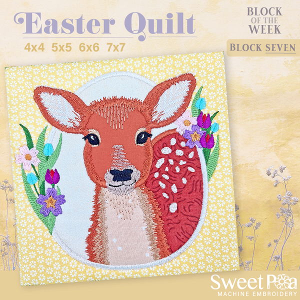 BOW Easter Quilt - Block 7 - Sweet Pea In The Hoop Machine Embroidery Design