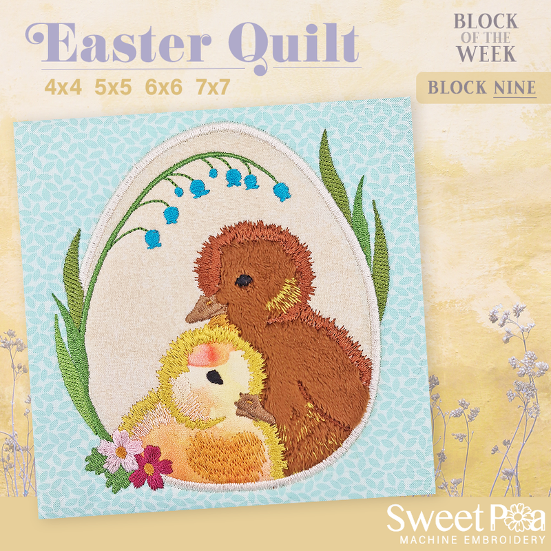 BOW Easter Quilt - Block 9 - Sweet Pea In The Hoop Machine Embroidery Design