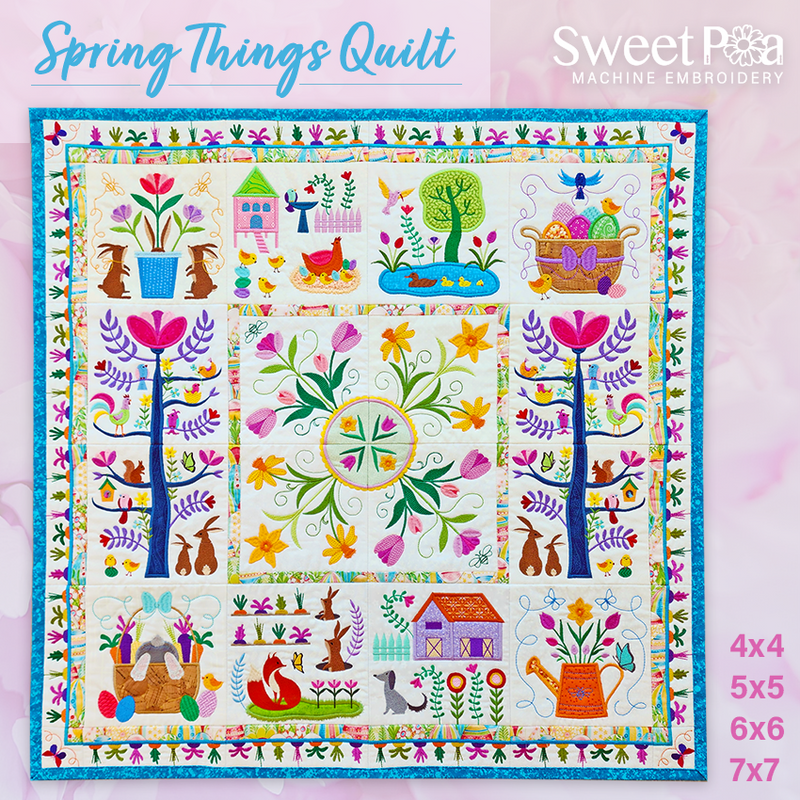 BOW Spring Things Quilt Free Assembly Instructions - Sweet Pea In The Hoop Machine Embroidery Design