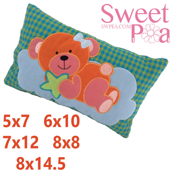 Baby Pillow Bear Wishes 5x7 6x10 7x12 8x8 8x14.5 - Sweet Pea