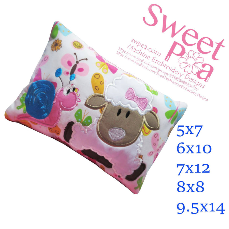 Baby pillow with Sheep and Snail 5x7 6x10 7x12 9.5x14 - Sweet Pea