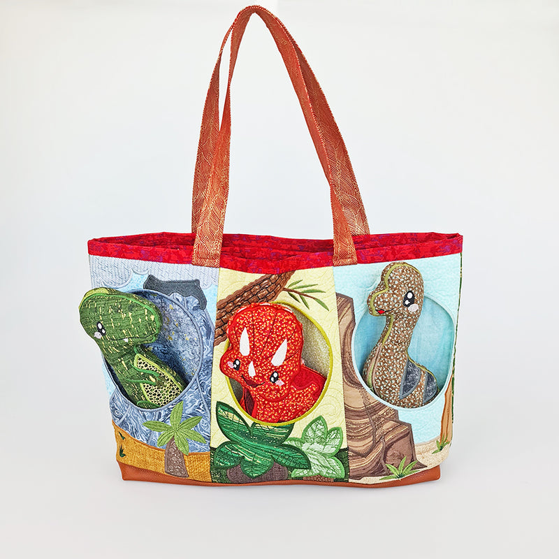 Dinosaur Pocket Bag 5x7 6x10 8x12 - Sweet Pea In The Hoop Machine Embroidery Design