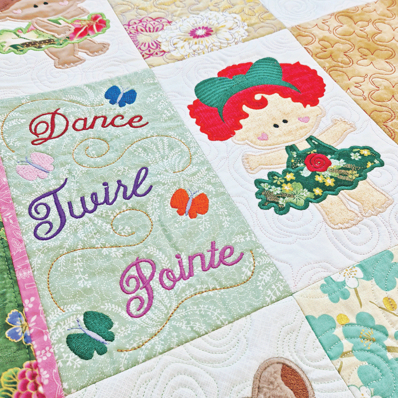 Ballerina Quilt for 5x7 and 6x10 - Sweet Pea In The Hoop Machine Embroidery Design
