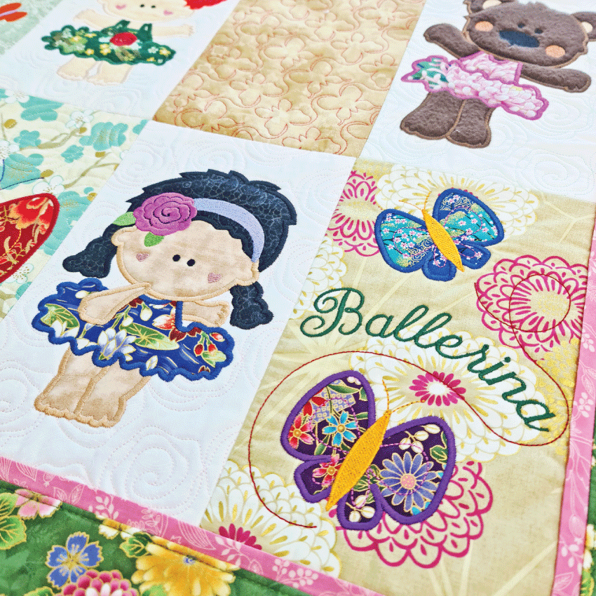 Ballerina Quilt for 5x7 and 6x10 - Sweet Pea Australia In the hoop machine embroidery designs. in the hoop project, in the hoop embroidery designs, craft in the hoop project, diy in the hoop project, diy craft in the hoop project, in the hoop embroidery patterns, design in the hoop patterns, embroidery designs for in the hoop embroidery projects, best in the hoop machine embroidery designs perfect for all hoops and embroidery machines