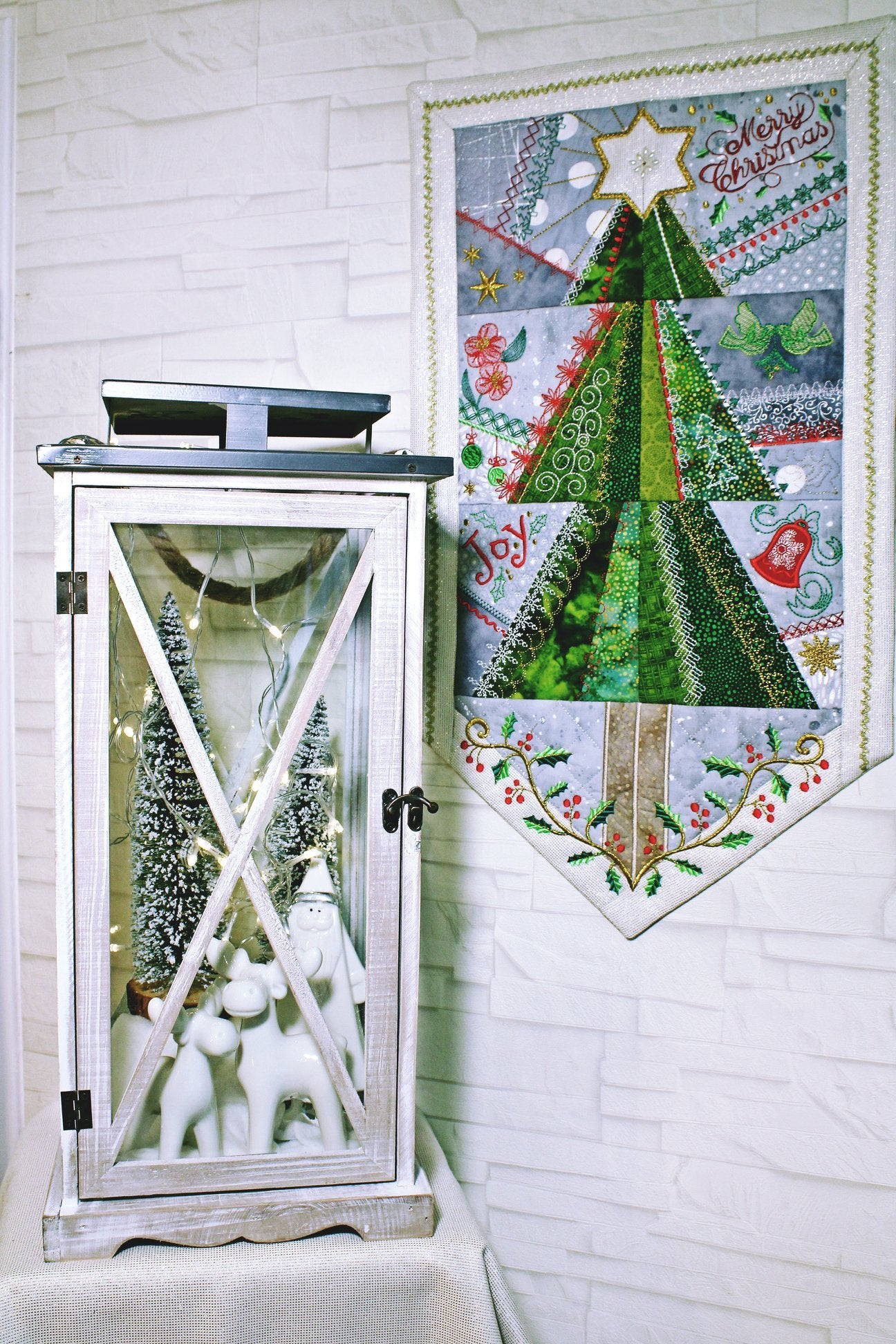 Patchwork Christmas Tree Wall Hanging / Runner  4x4 5x5 6x6 - Sweet Pea Australia In the hoop machine embroidery designs. in the hoop project, in the hoop embroidery designs, craft in the hoop project, diy in the hoop project, diy craft in the hoop project, in the hoop embroidery patterns, design in the hoop patterns, embroidery designs for in the hoop embroidery projects, best in the hoop machine embroidery designs perfect for all hoops and embroidery machines