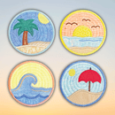 Beach Scene Coasters 4x4 5x5 6x6 - Sweet Pea In The Hoop Machine Embroidery Design