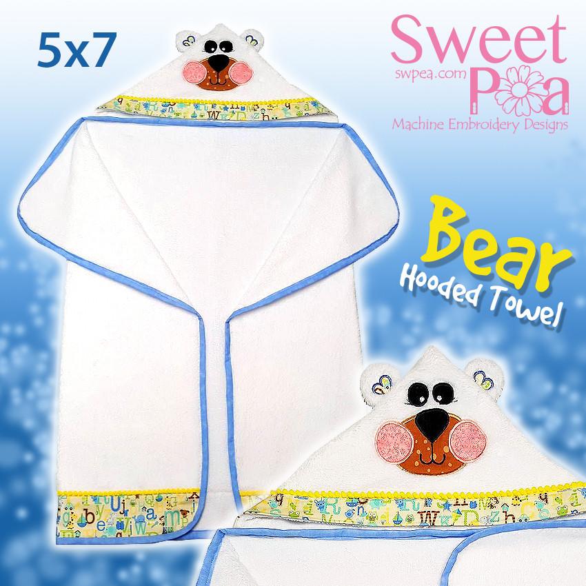 Bear Hooded Towel 5x7 - Sweet Pea Australia In the hoop machine embroidery designs. in the hoop project, in the hoop embroidery designs, craft in the hoop project, diy in the hoop project, diy craft in the hoop project, in the hoop embroidery patterns, design in the hoop patterns, embroidery designs for in the hoop embroidery projects, best in the hoop machine embroidery designs perfect for all hoops and embroidery machines