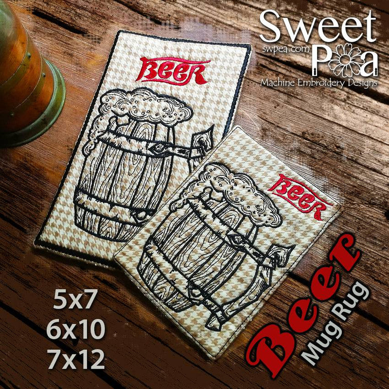Beer Mug Rug 5x7 6x10 7x12 - Sweet Pea
