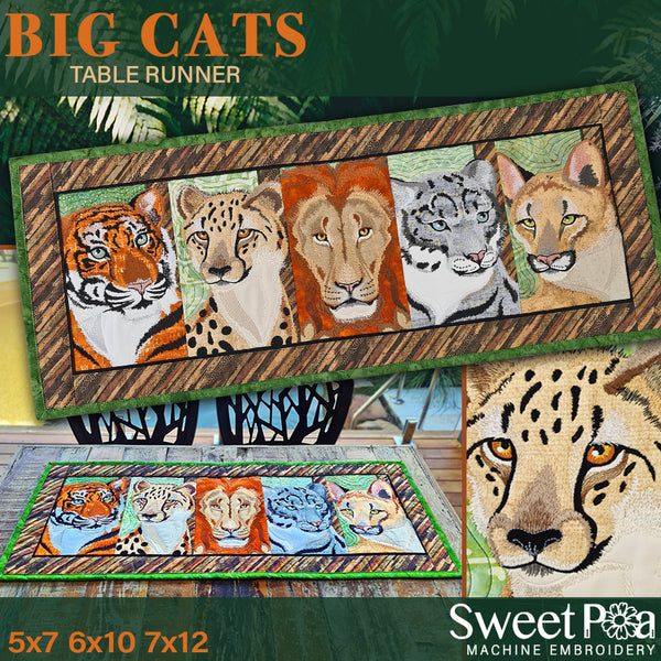 Big Cats Table Runner 5x7 6x10 7x12 | Sweet Pea.