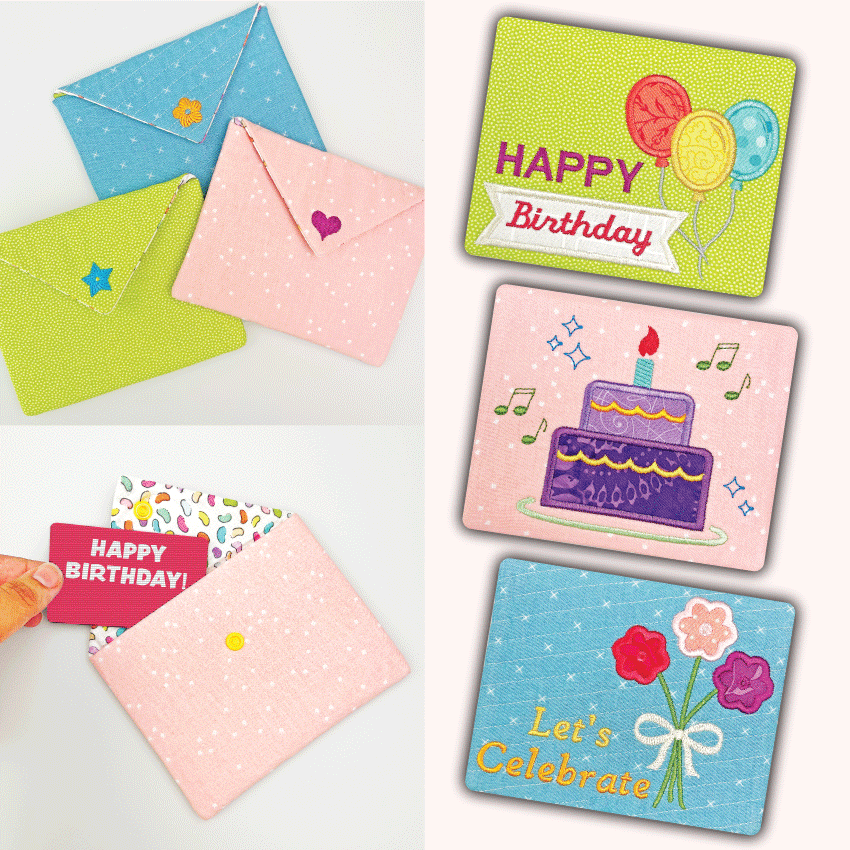 Embroidery Design ITH - Birthday Envelope Set