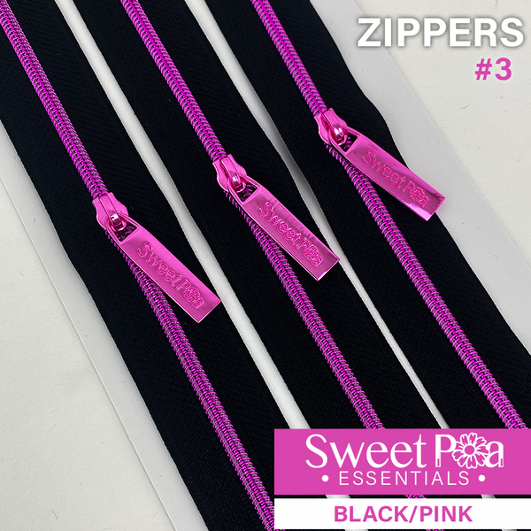 Sweet Pea #3 Zippers - BLACK/PINK | Sweet Pea.