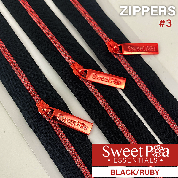 Sweet Pea #3 Zippers - BLACK/RUBY | Sweet Pea.