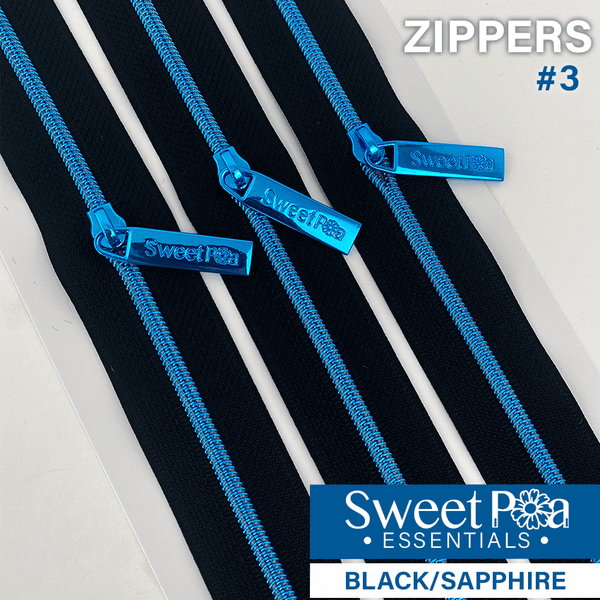 Sweet Pea #3 Zippers - BLACK/SAPPHIRE - Sweet Pea