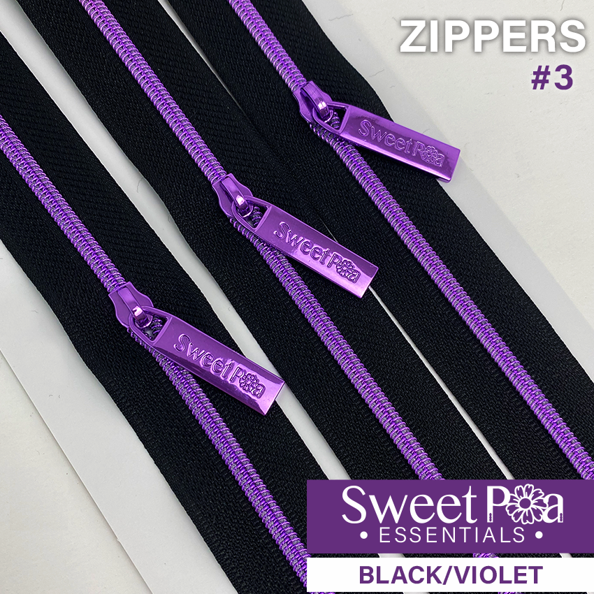 Sweet Pea #3 Zippers - BLACK/VIOLET - Sweet Pea Australia In the hoop machine embroidery designs. in the hoop project, in the hoop embroidery designs, craft in the hoop project, diy in the hoop project, diy craft in the hoop project, in the hoop embroidery patterns, design in the hoop patterns, embroidery designs for in the hoop embroidery projects, best in the hoop machine embroidery designs perfect for all hoops and embroidery machines