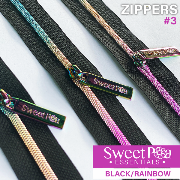 Sweet Pea #3 Zippers - BLACK/RAINBOW | Sweet Pea.
