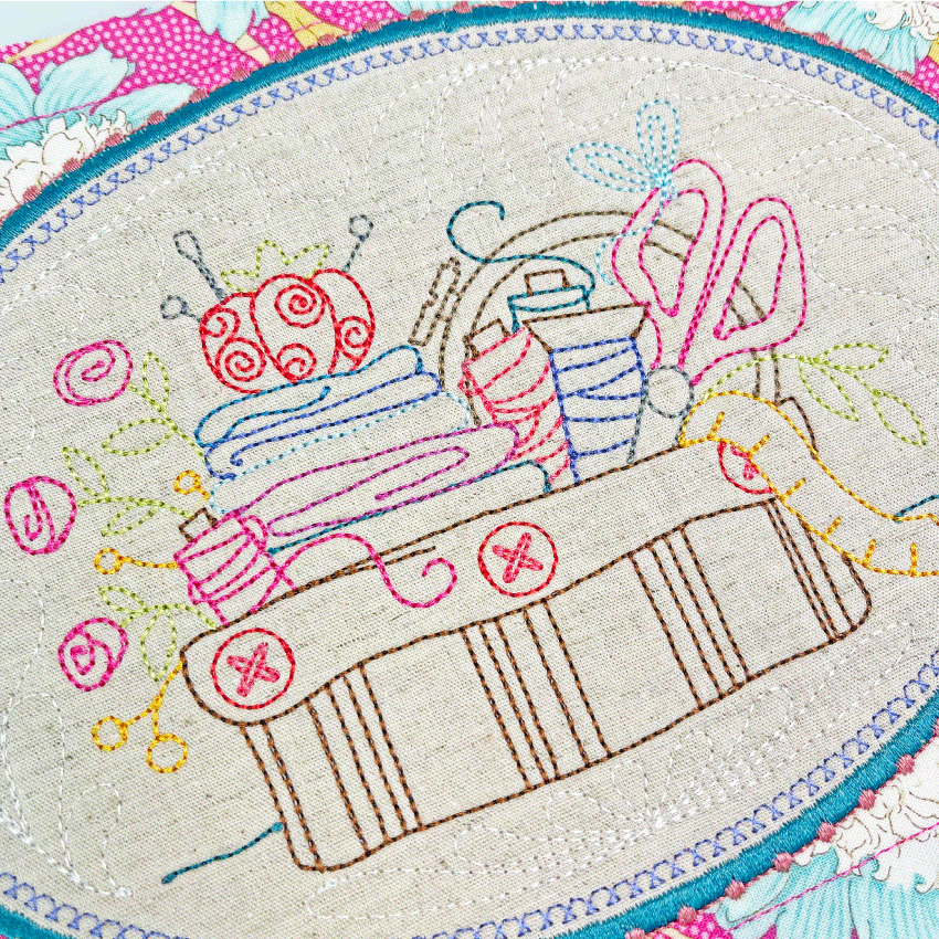 BOM Treasured Notions Quilt - Block 3 - Sweet Pea Australia In the hoop machine embroidery designs. in the hoop project, in the hoop embroidery designs, craft in the hoop project, diy in the hoop project, diy craft in the hoop project, in the hoop embroidery patterns, design in the hoop patterns, embroidery designs for in the hoop embroidery projects, best in the hoop machine embroidery designs perfect for all hoops and embroidery machines