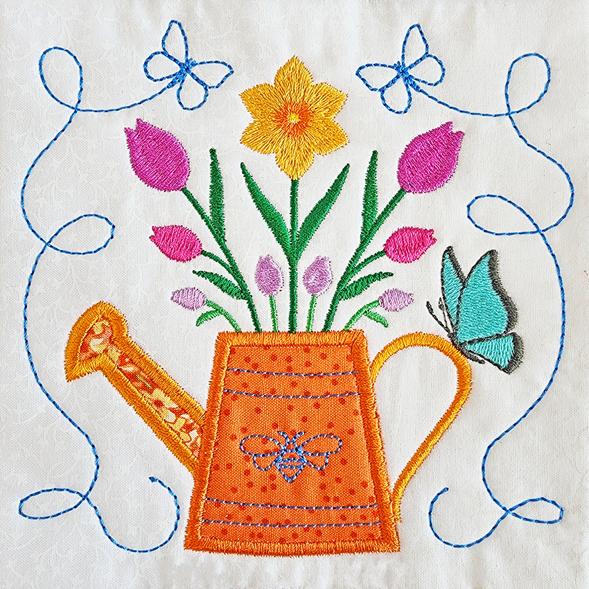 BOW Spring Things Quilt - Block 6 In the hoop machine embroidery designs