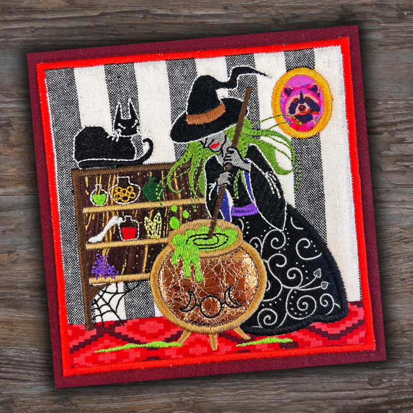 BOW Halloween Haunted House Quilt - Block 7 In the hoop machine embroidery designs