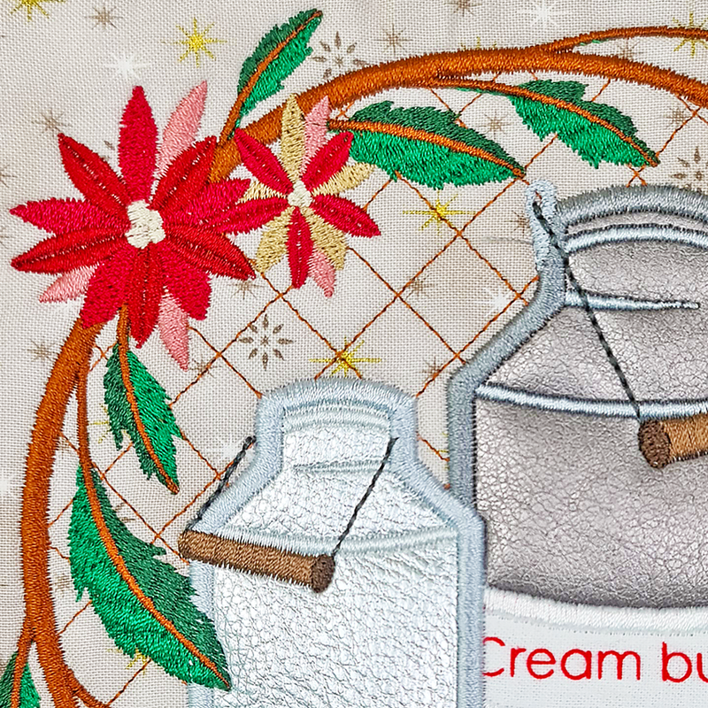 BOW Twelve Days of Christmas Quilt Block 8 - Sweet Pea In The Hoop Machine Embroidery Design