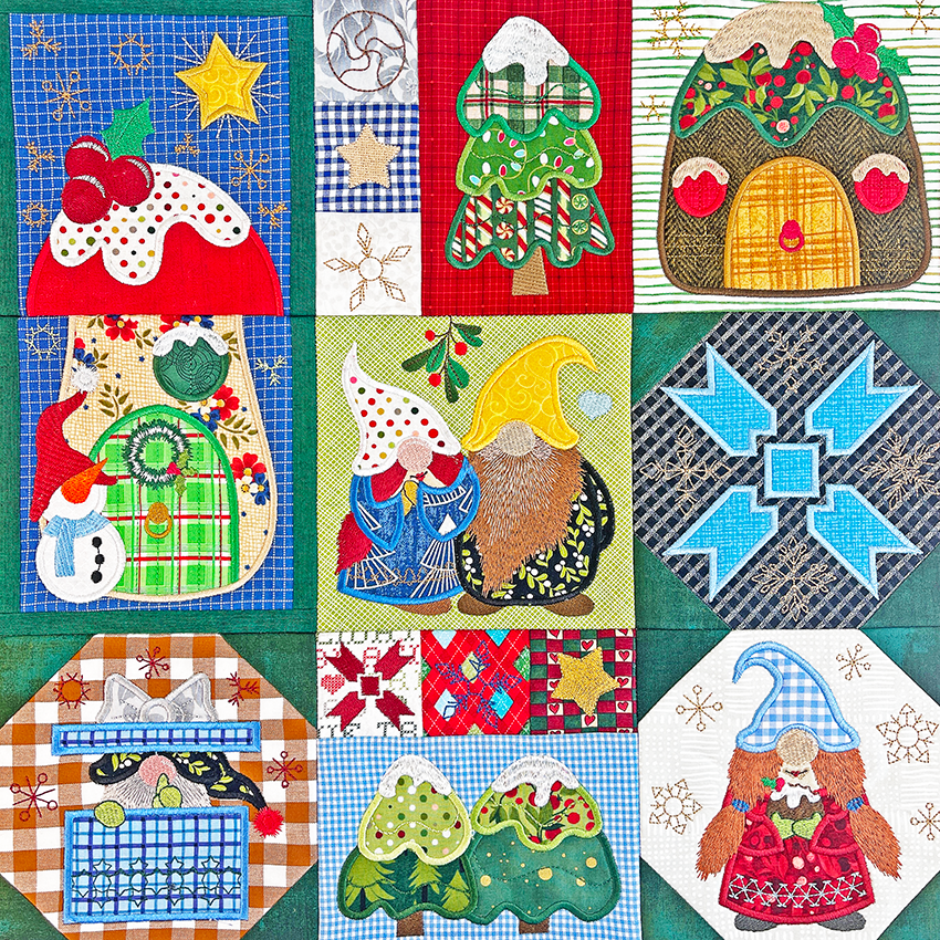 Silly Season Shenanigans Quilt 4x4 5x5 6x6 7x7 In the hoop machine embroidery designs