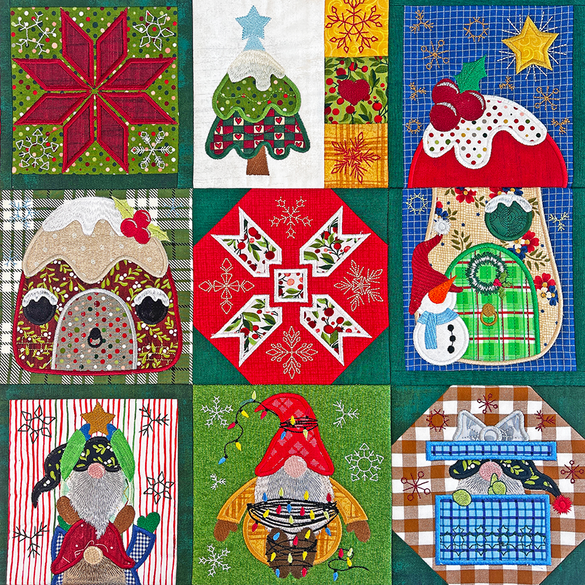 Silly Season Shenanigans Quilt 4x4 5x5 6x6 7x7 In the hoop machine embroidery designs