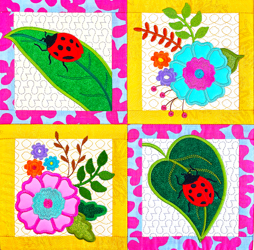 Lady Beetle Cushion 4x4 5x5 6x6 7x7 In the hoop machine embroidery designs