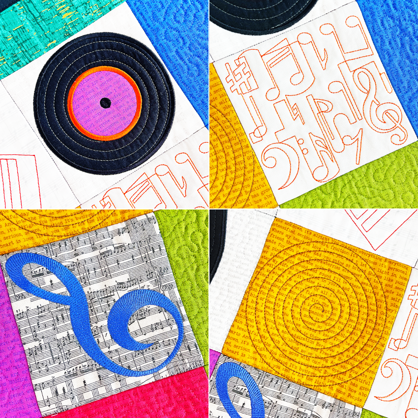 My Music Quilt 4x4 5x5 6x6 7x7 8x8 In the hoop machine embroidery designs