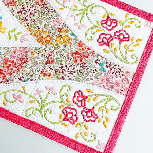 Elegant Embroidered Table Runner in the hoop machine embroidery design