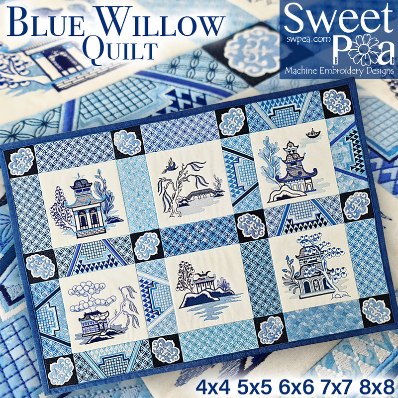 Blue Willow Quilt 4x4 5x5 6x6 7x7 8x8 | Sweet Pea.