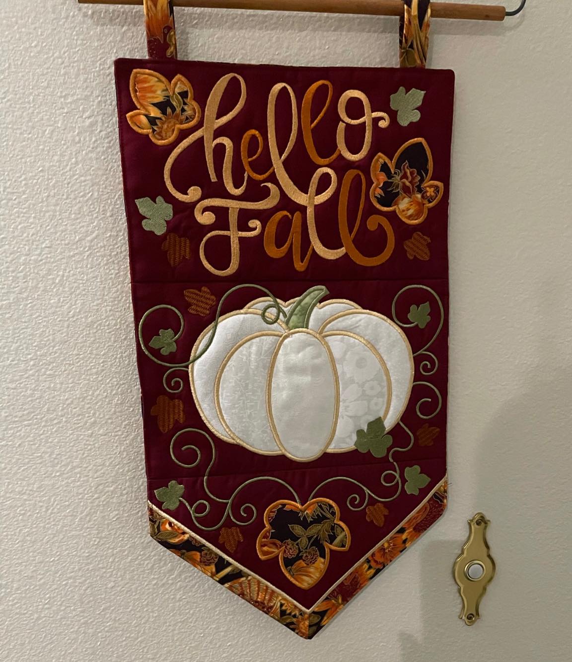 Hello Fall/Autumn Flag 5x7 6x10 7x12 - Sweet Pea Australia In the hoop machine embroidery designs. in the hoop project, in the hoop embroidery designs, craft in the hoop project, diy in the hoop project, diy craft in the hoop project, in the hoop embroidery patterns, design in the hoop patterns, embroidery designs for in the hoop embroidery projects, best in the hoop machine embroidery designs perfect for all hoops and embroidery machines