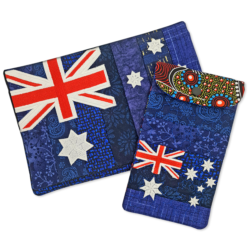 Australian Flag Tablet Cover & Phone Case 5x7 6x10 7x12 and 8x12 - Sweet Pea Australia In the hoop machine embroidery designs. in the hoop project, in the hoop embroidery designs, craft in the hoop project, diy in the hoop project, diy craft in the hoop project, in the hoop embroidery patterns, design in the hoop patterns, embroidery designs for in the hoop embroidery projects, best in the hoop machine embroidery designs perfect for all hoops and embroidery machines