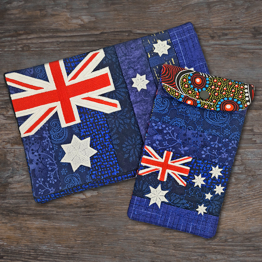 Australian Flag Tablet Cover & Phone Case 5x7 6x10 7x12 and 8x12 - Sweet Pea Australia In the hoop machine embroidery designs. in the hoop project, in the hoop embroidery designs, craft in the hoop project, diy in the hoop project, diy craft in the hoop project, in the hoop embroidery patterns, design in the hoop patterns, embroidery designs for in the hoop embroidery projects, best in the hoop machine embroidery designs perfect for all hoops and embroidery machines