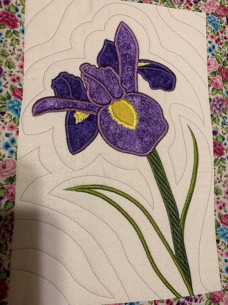 Iris Flower Block Add-on 5x7 6x10 8x12 - Sweet Pea