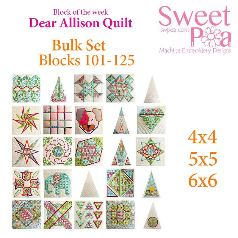 Bulk Dear Allison blocks 101-125 - Sweet Pea
