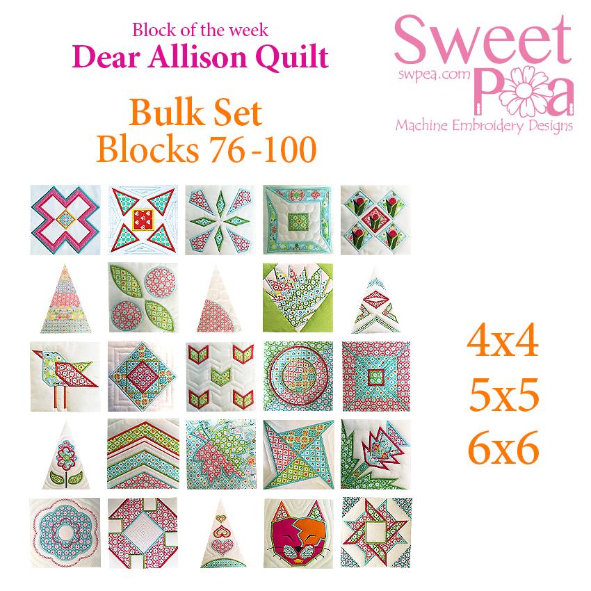 Bulk Dear Allison blocks 76-100 - Sweet Pea Australia In the hoop machine embroidery designs. in the hoop project, in the hoop embroidery designs, craft in the hoop project, diy in the hoop project, diy craft in the hoop project, in the hoop embroidery patterns, design in the hoop patterns, embroidery designs for in the hoop embroidery projects, best in the hoop machine embroidery designs perfect for all hoops and embroidery machines