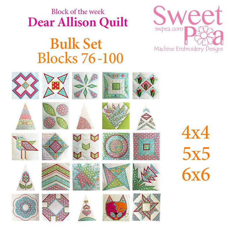 Bulk Dear Allison blocks 76-100 - Sweet Pea