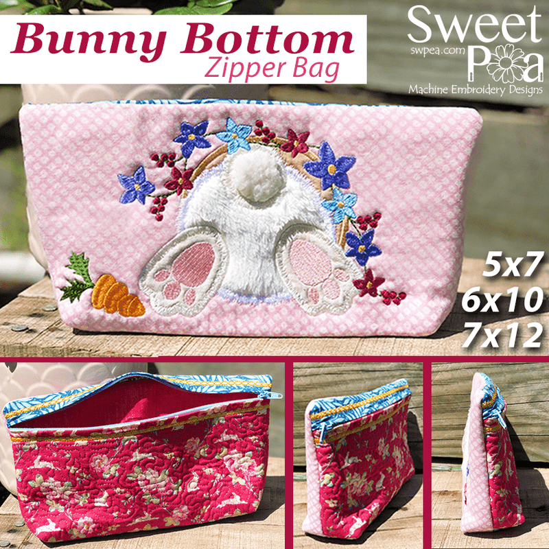 Bunny Bottom Zipper Bag 5x7 6x10 7x12 - Sweet Pea