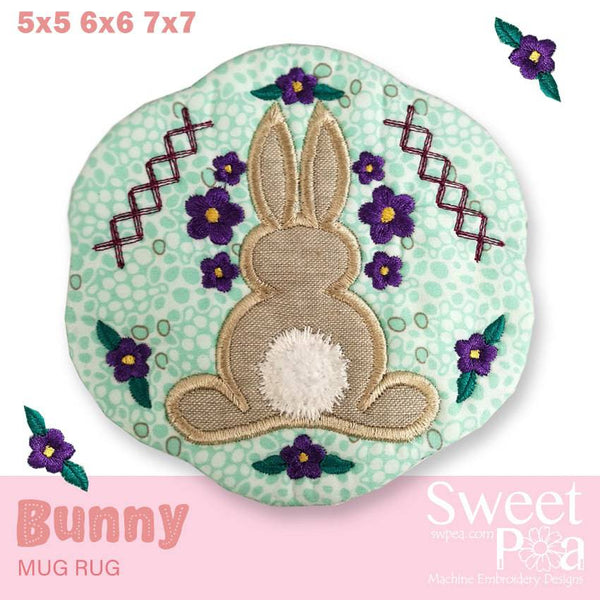 Bunny Mug Rug 5x5 6x6 7x7 - Sweet Pea