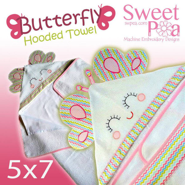 Butterfly hooded towel 5x7 - Sweet Pea