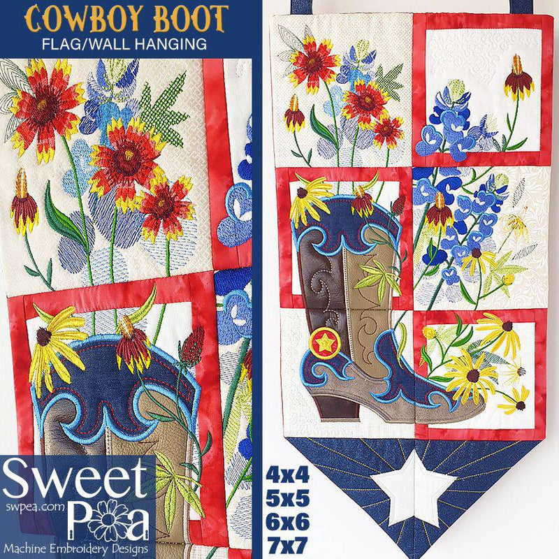 Cowboy Boot Flag 4x4 5x5 6x6 7x7 - Sweet Pea
